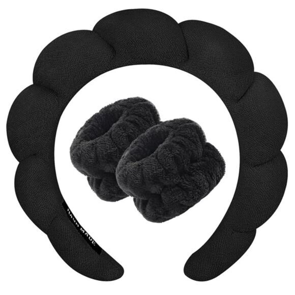 Spa Headband for Washing Face Wristband Sponge Makeup Skincare Headband - Picture 1 of 7